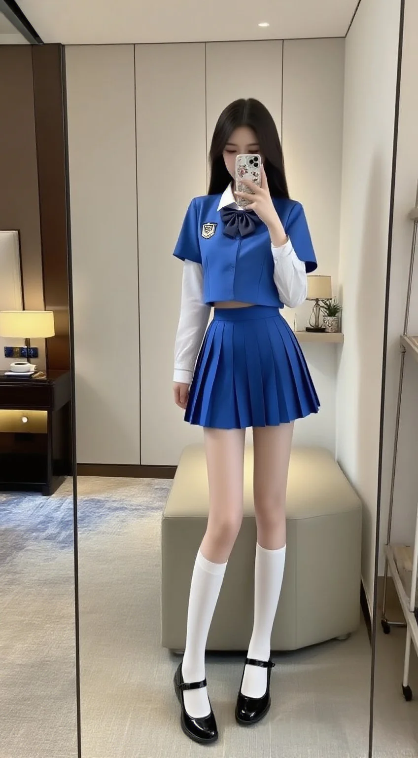 穿上这套蓝色JK制服总感觉哪里怪怪的😭