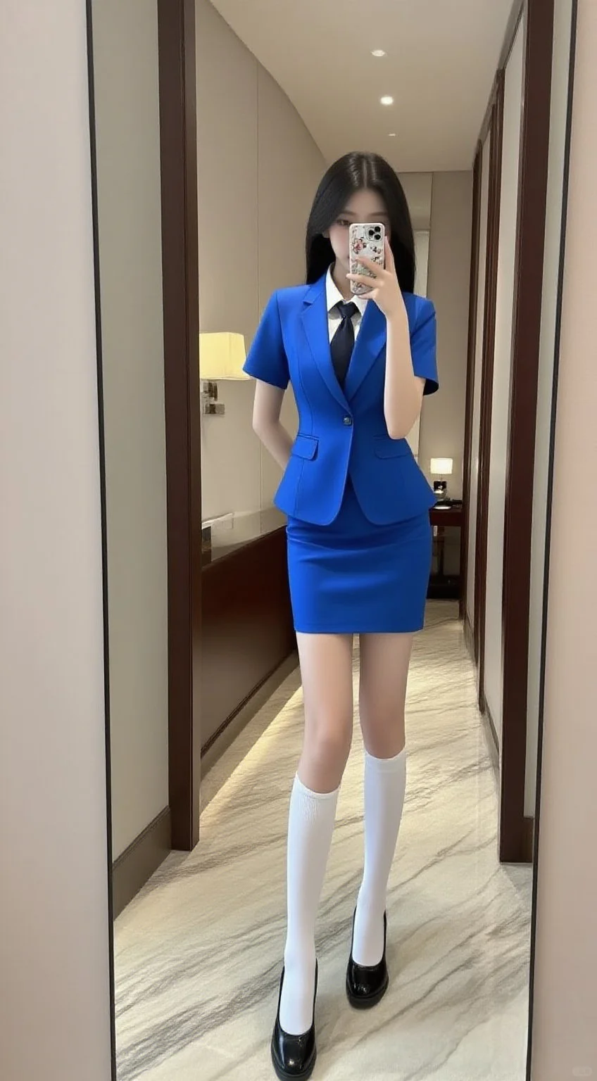穿上这套蓝色JK制服总感觉哪里怪怪的😭