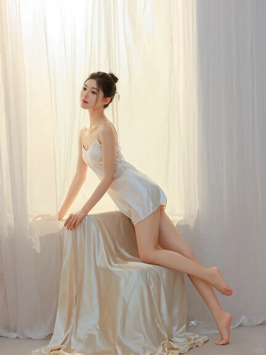 短裙睡衣美少女，这种拍照太好看了吧