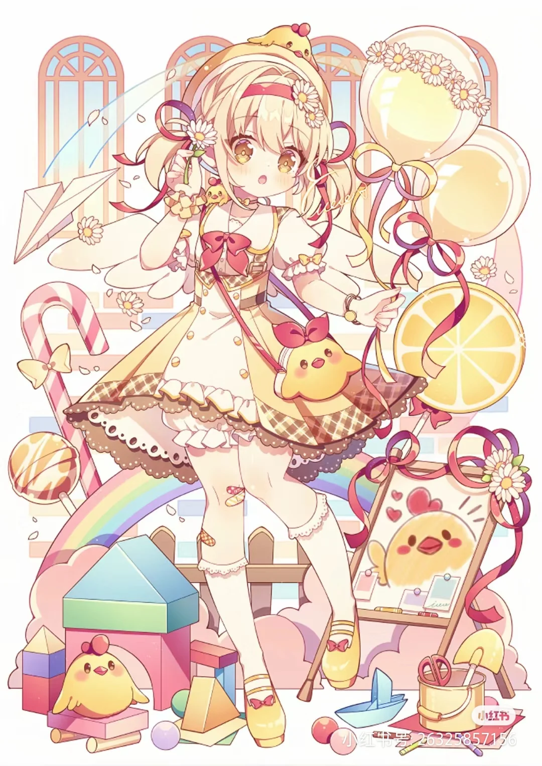 甜心少女插画图✨