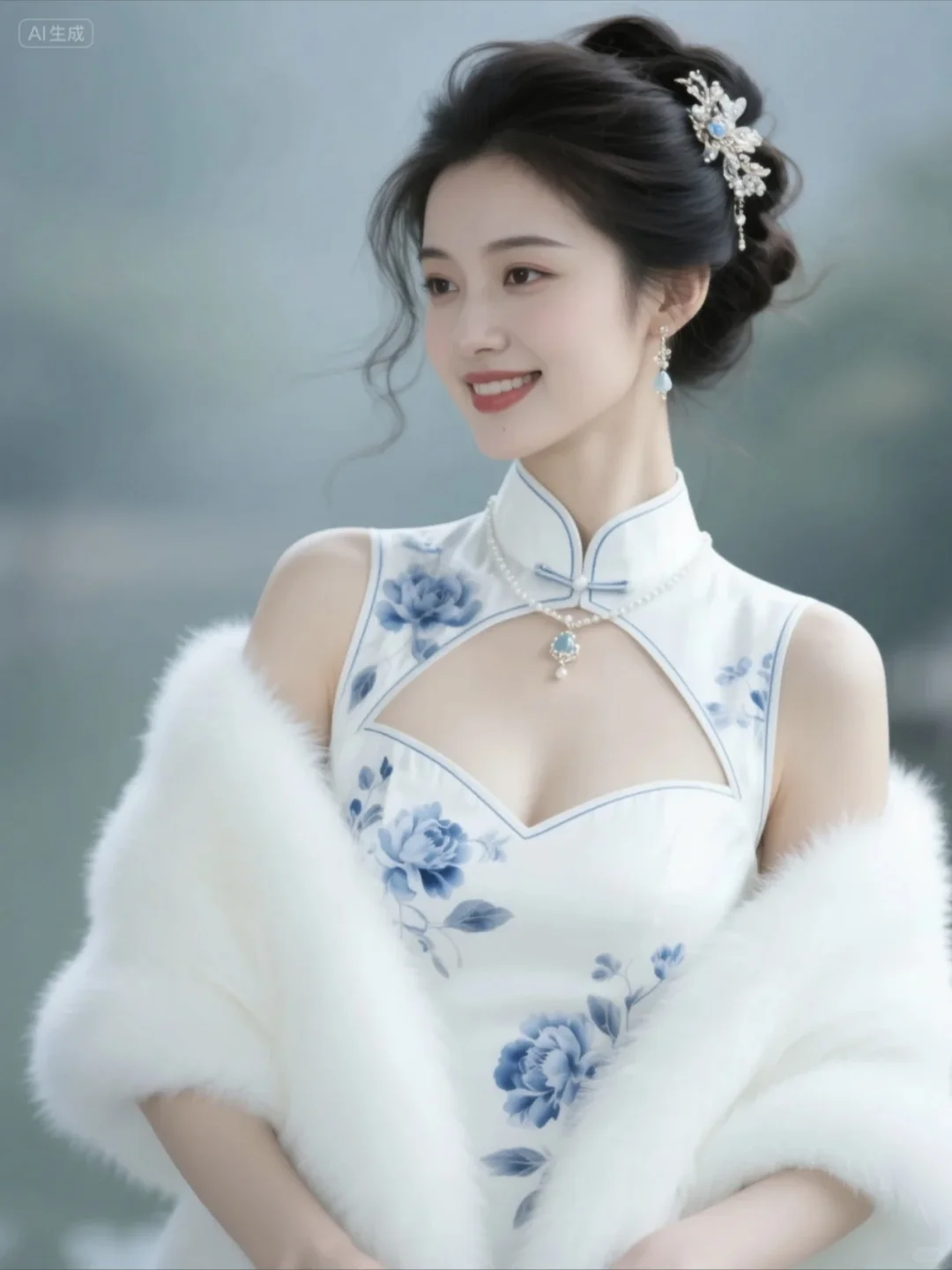 清冷感，旗袍美人-AI生成