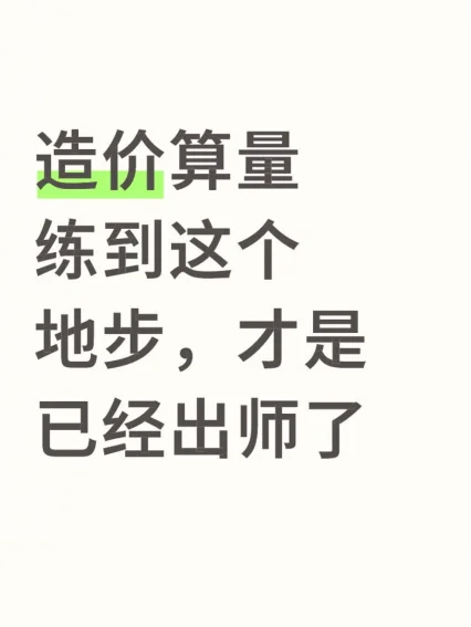 造价算量练到这个地步，才是已经出师了