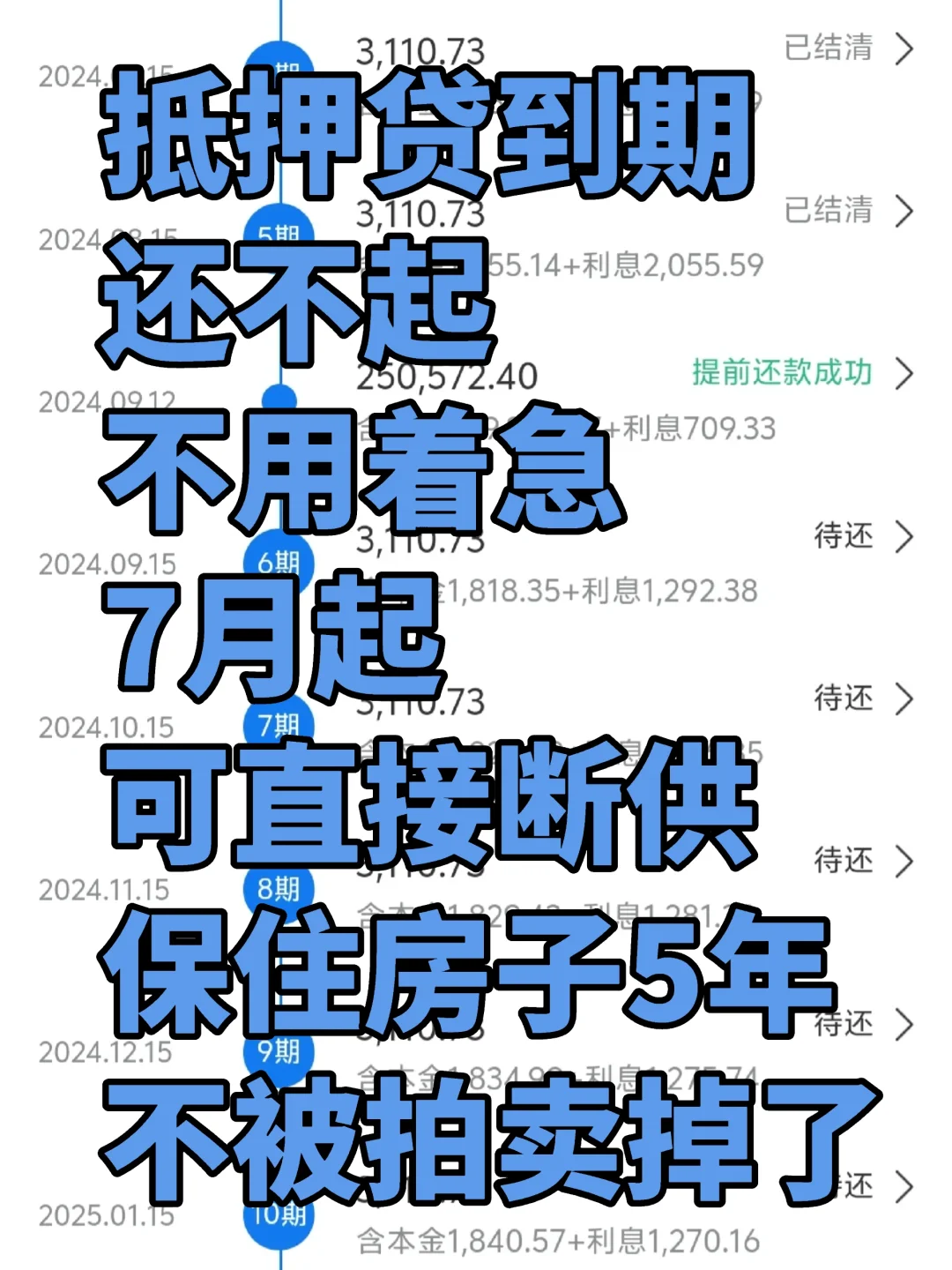 抵押贷还不起了，断供可保住房子不被拍卖了