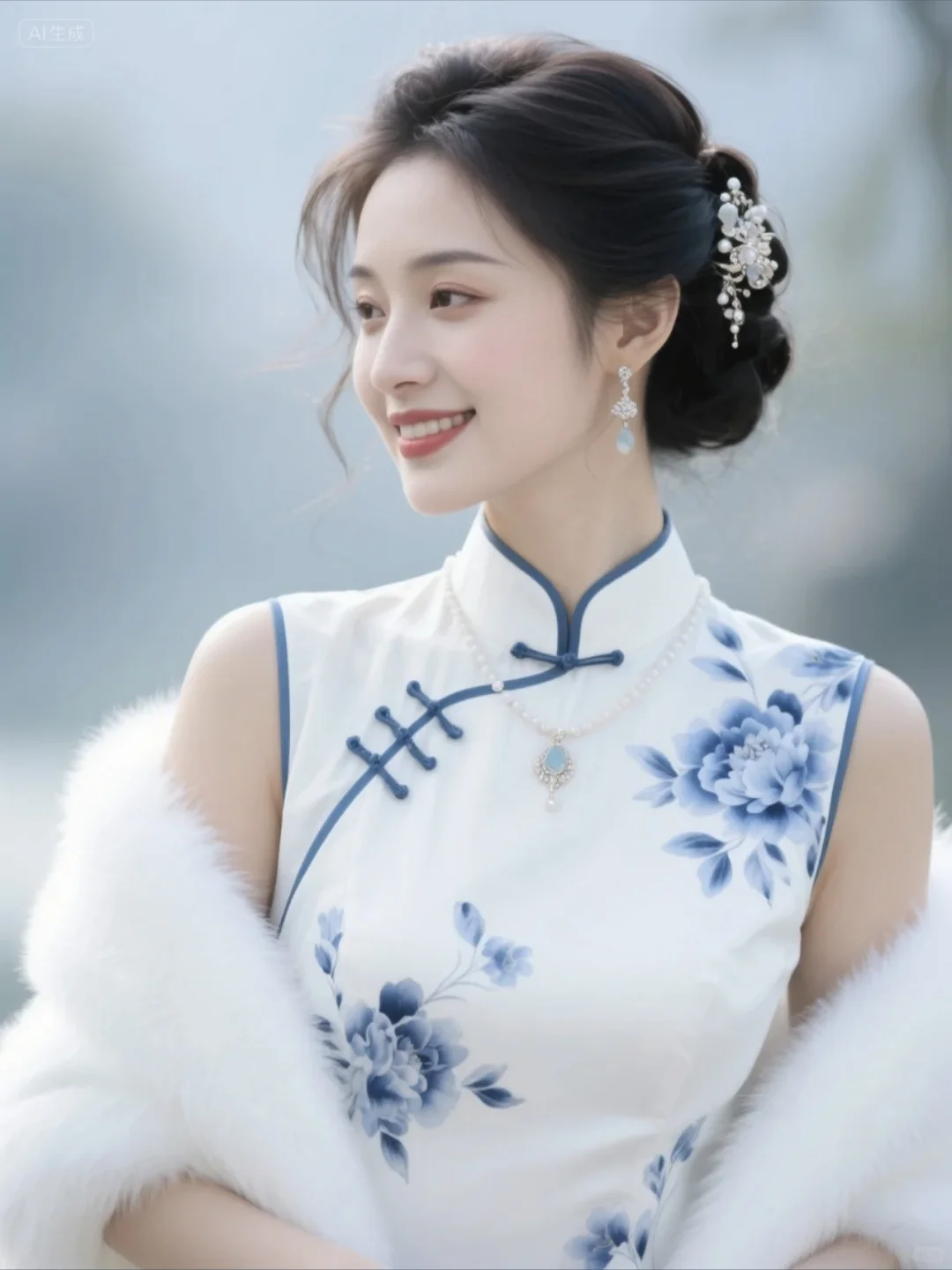 清冷感，旗袍美人-AI生成