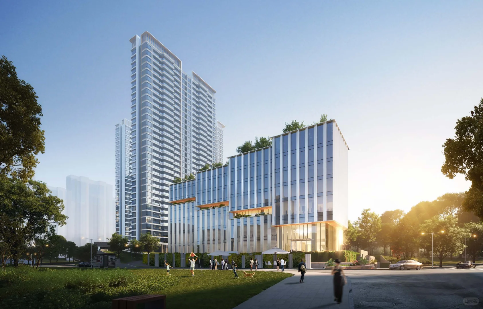 高端住宅｜270°光厅·绿轴连园·公建立面