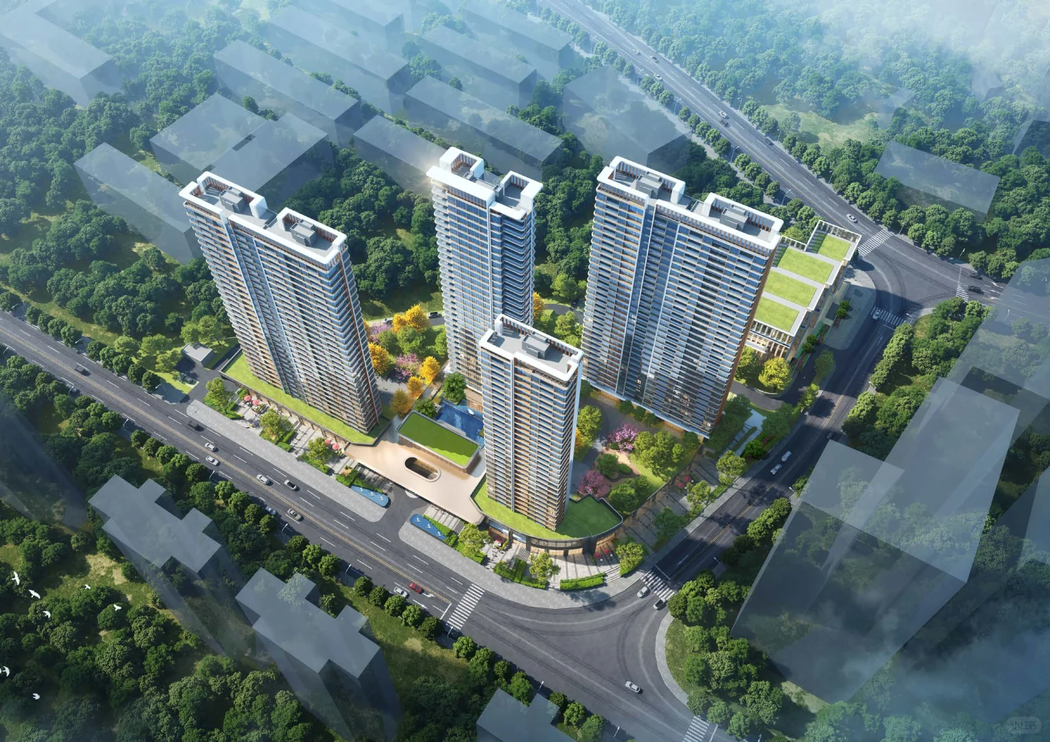 高端住宅｜270°光厅·绿轴连园·公建立面