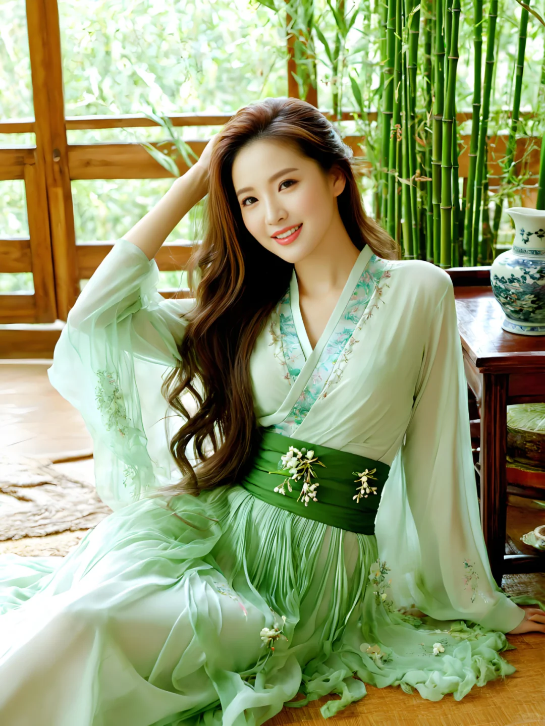 绝世美人一袭翠烟衫，，惊艳了时光！💓