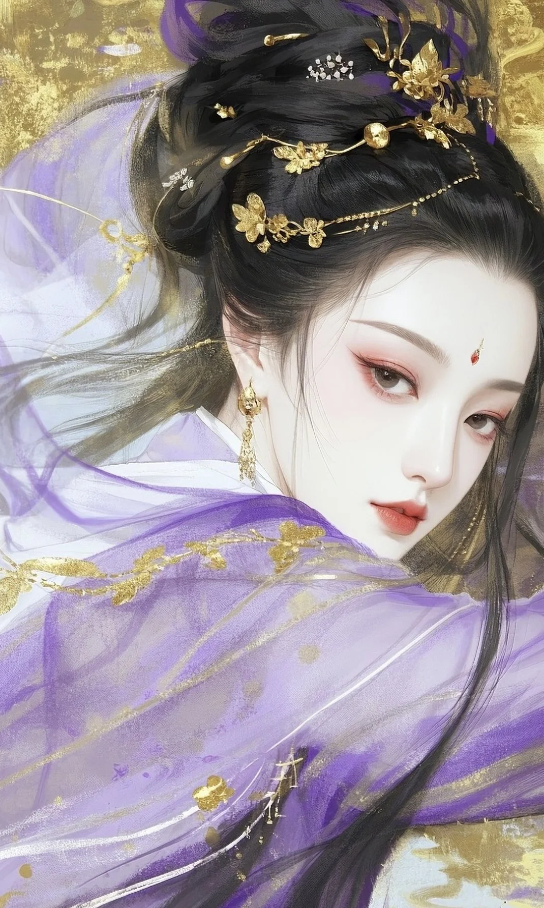 紫裳金缕逐风轻，长发垂波映日明