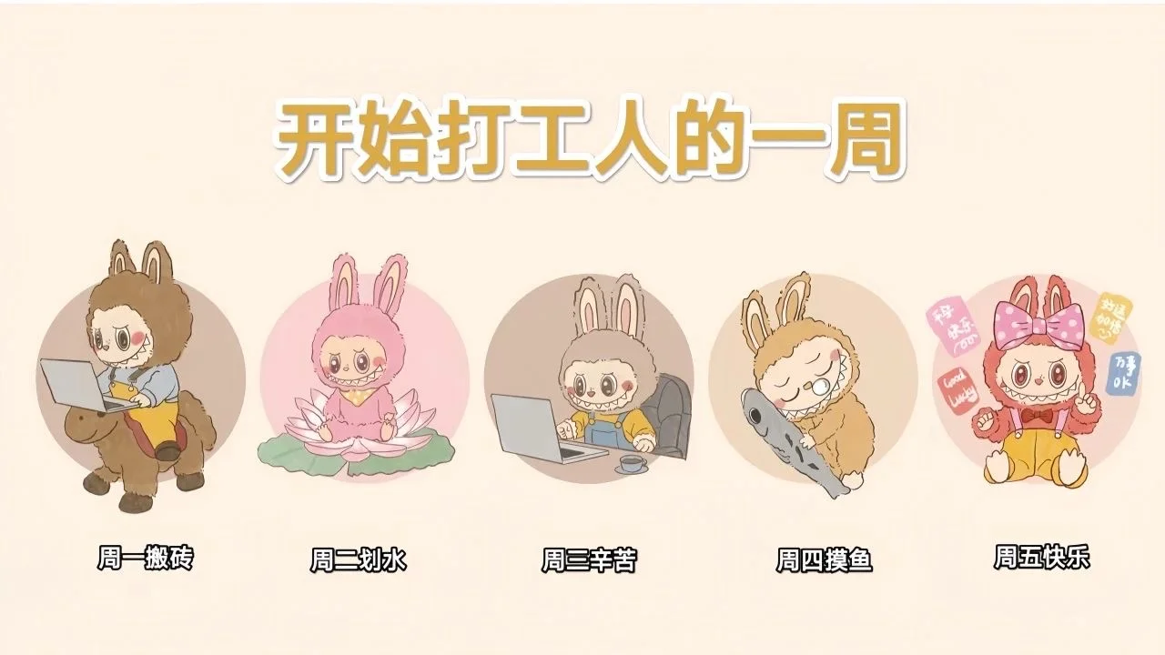 Labubu电脑桌面高效分区壁纸