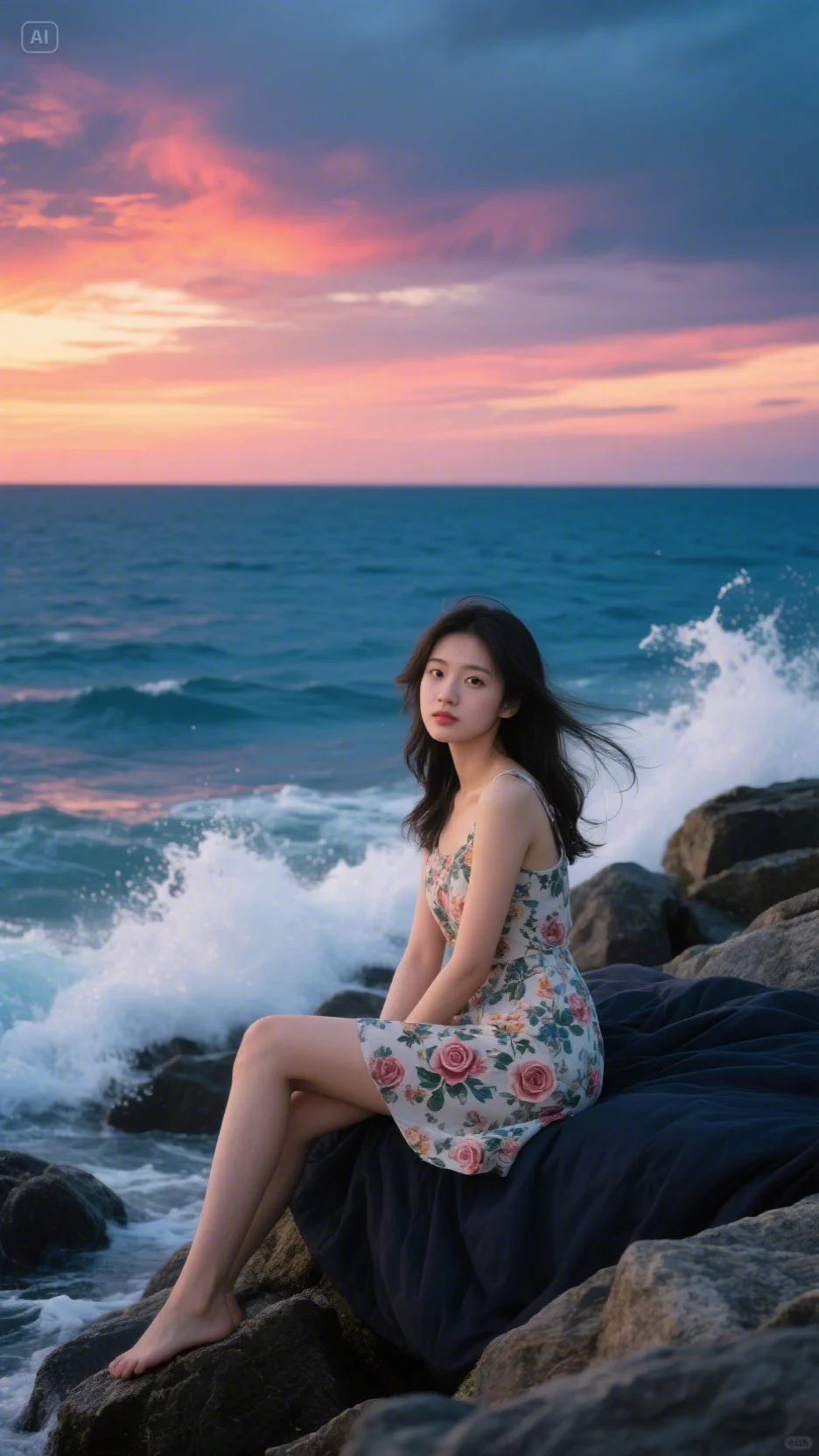 海水缱绻灵动少女