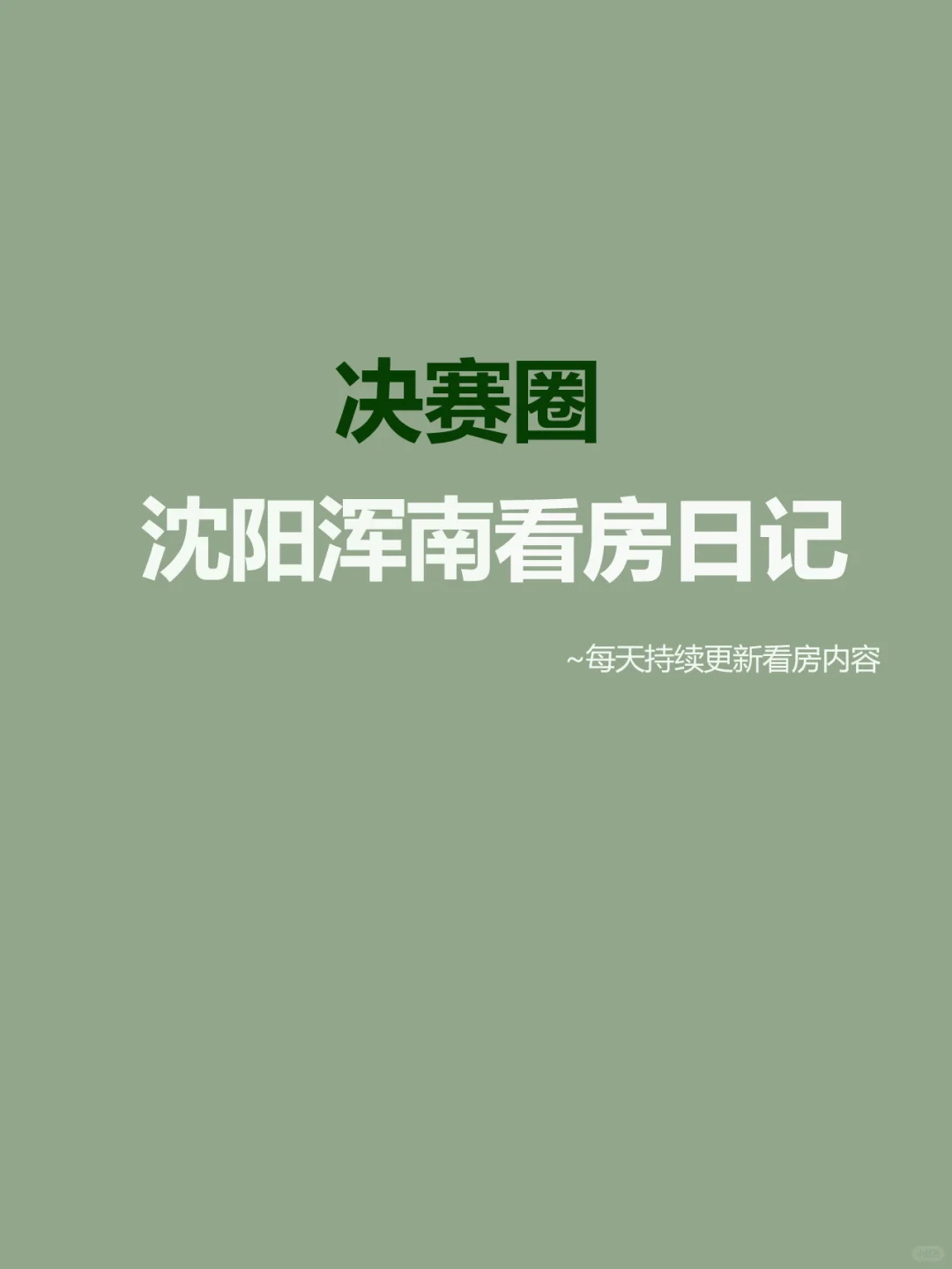 沈阳浑南看房日记决赛圈