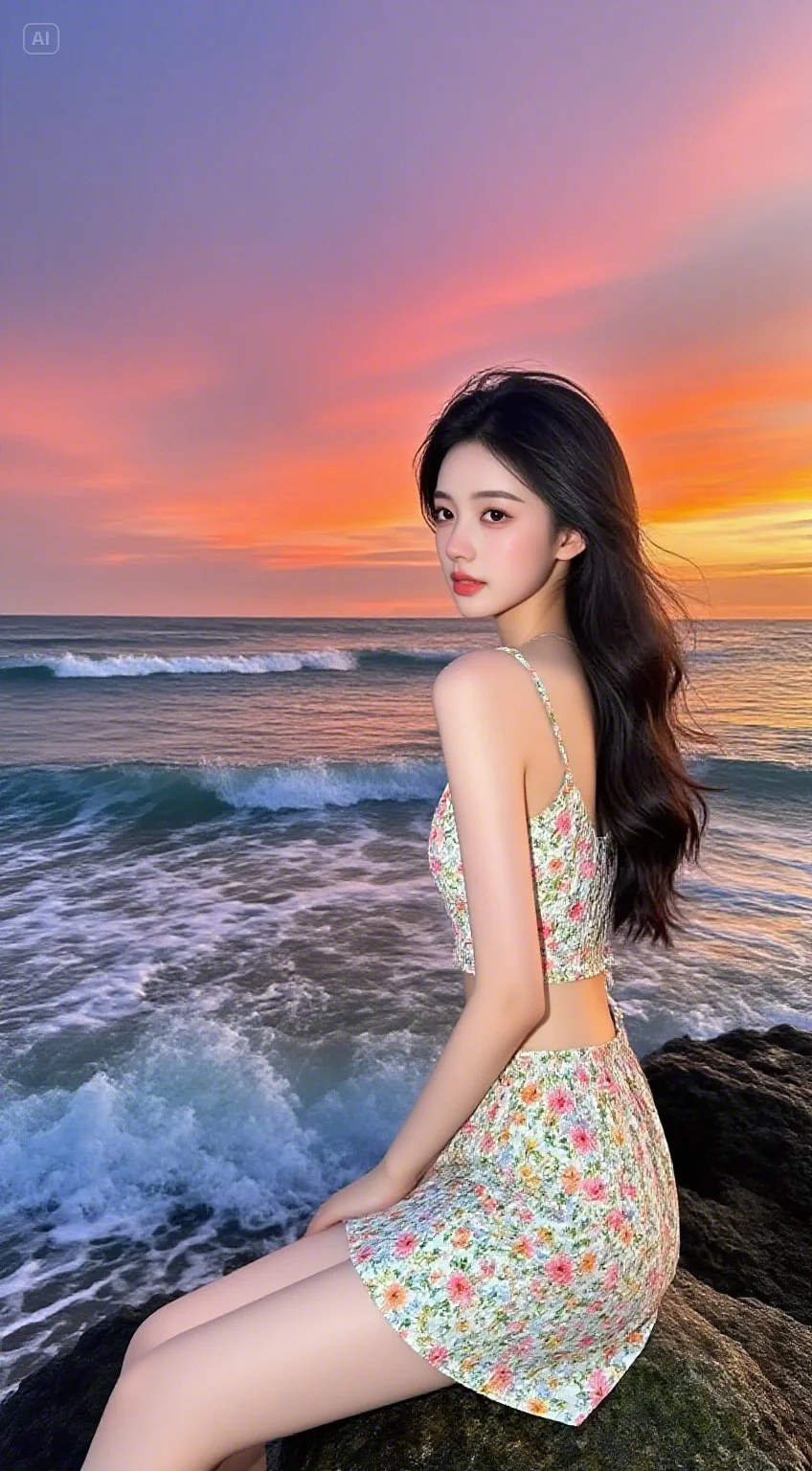 海水缱绻灵动少女