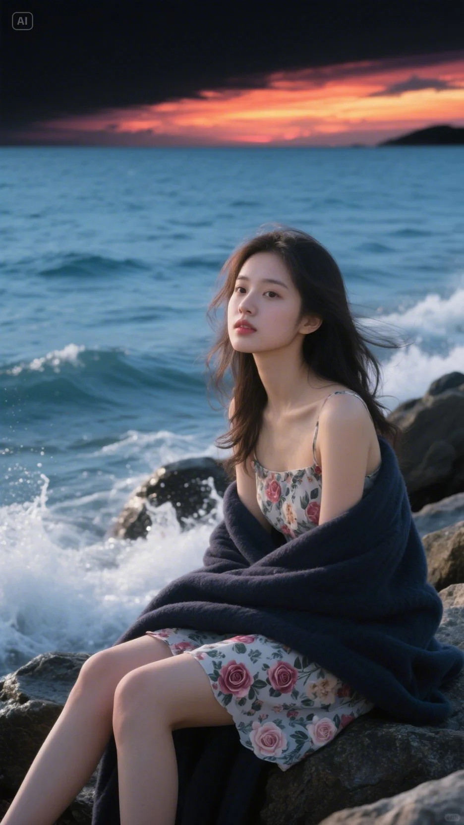 海水缱绻灵动少女