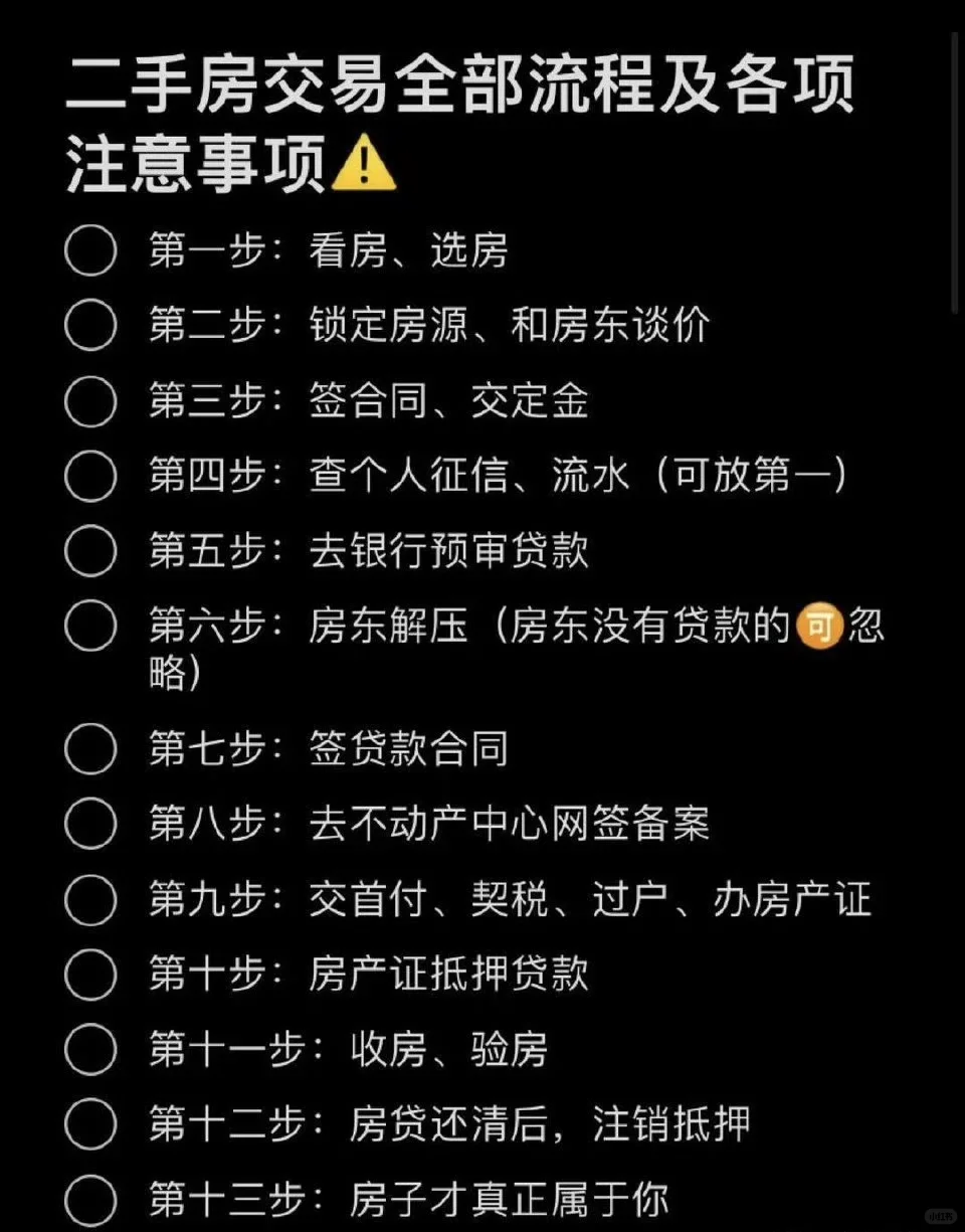【存】必看！最详细二手房交易全流程注意事项