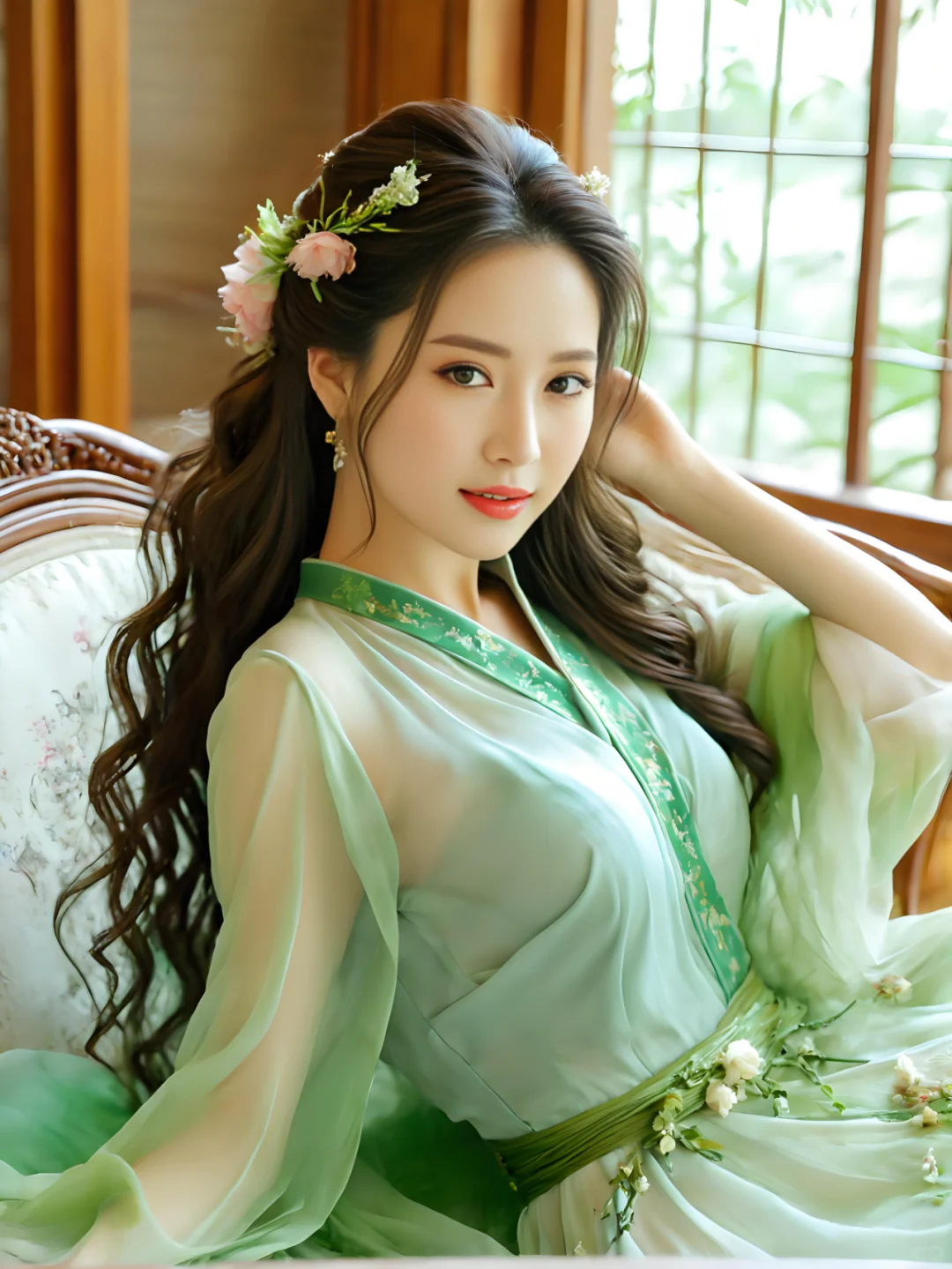 绝世美人一袭翠烟衫，，惊艳了时光！💓