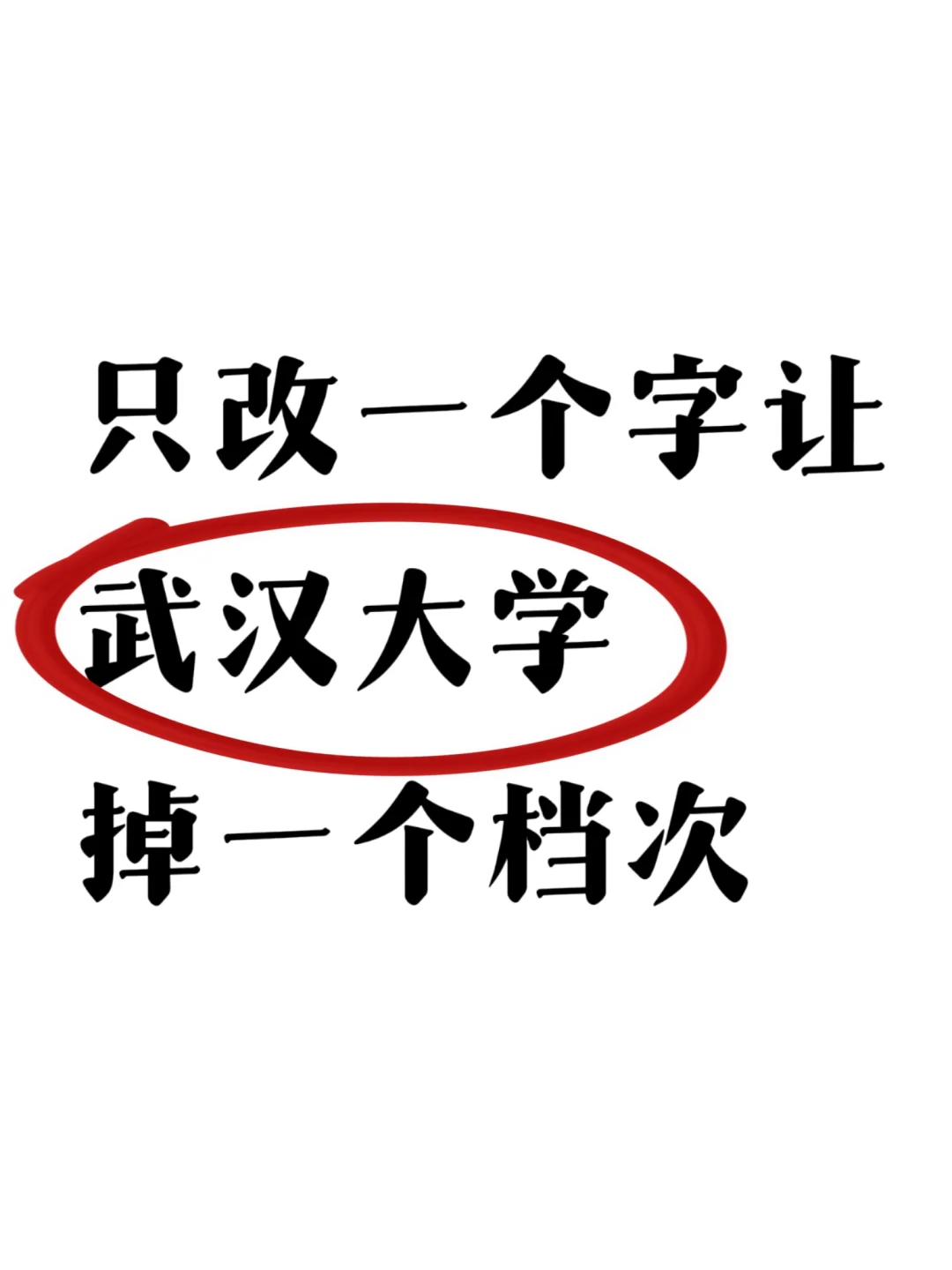 只改一个字让武汉大学下降一个档次