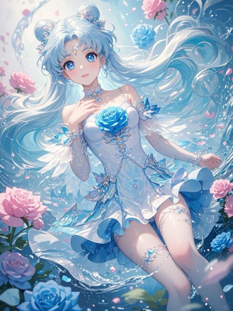蓝色水冰月，月光下的冷艳女神！🩵