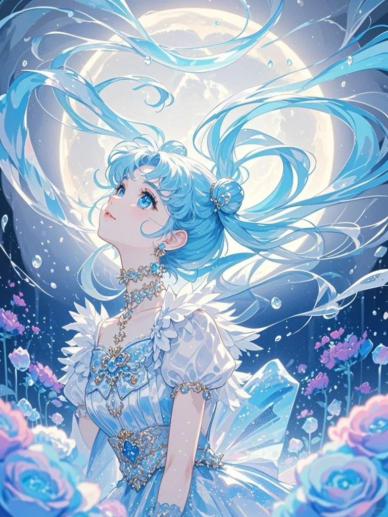 蓝色水冰月，月光下的冷艳女神！🩵