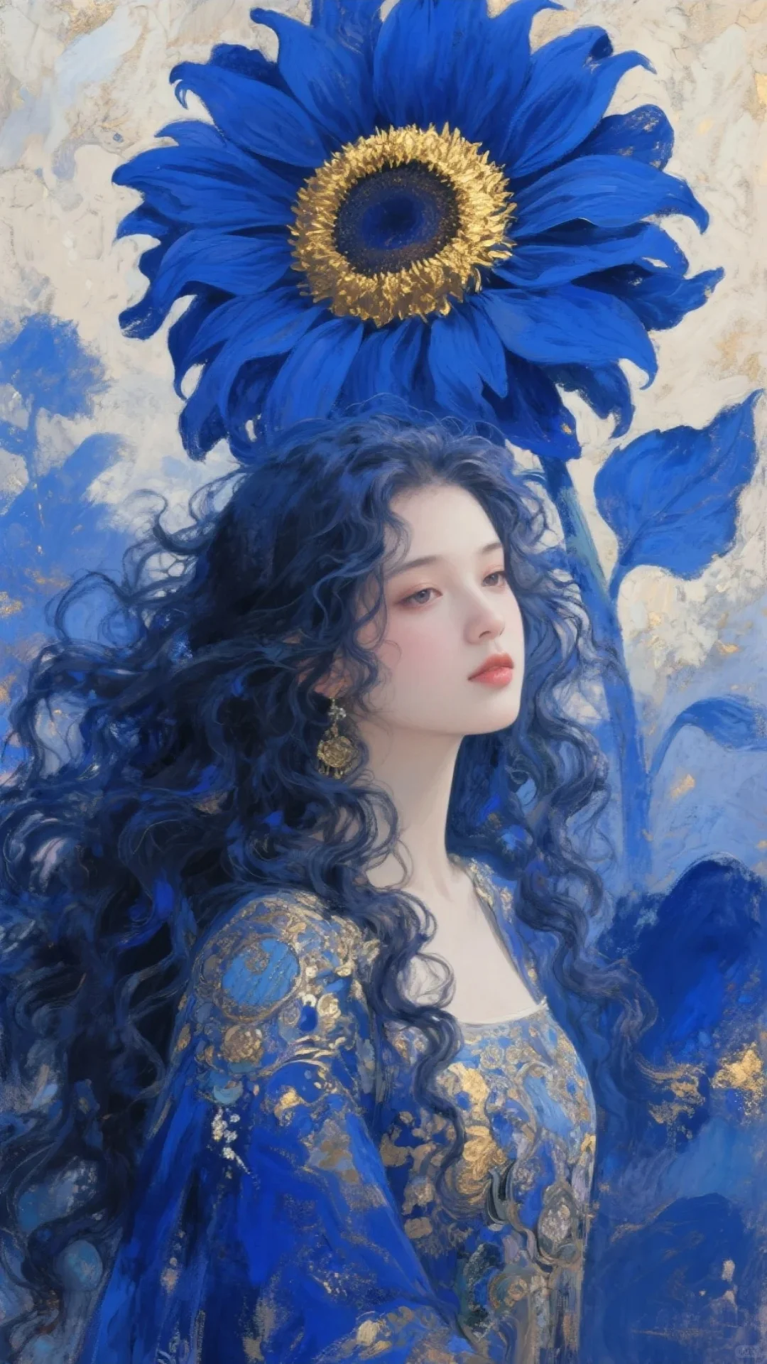 美女与向日葵