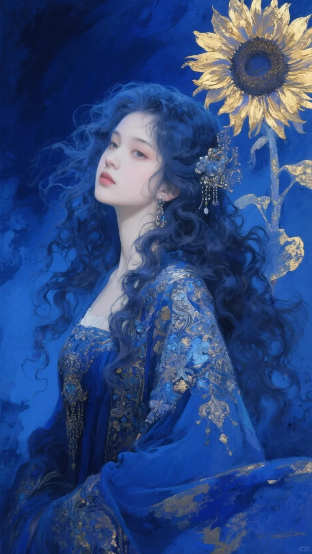 美女与向日葵
