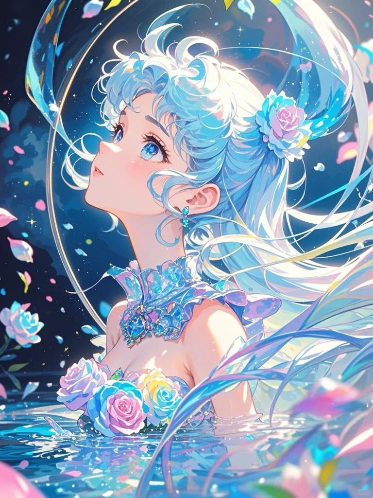 蓝色水冰月，月光下的冷艳女神！🩵