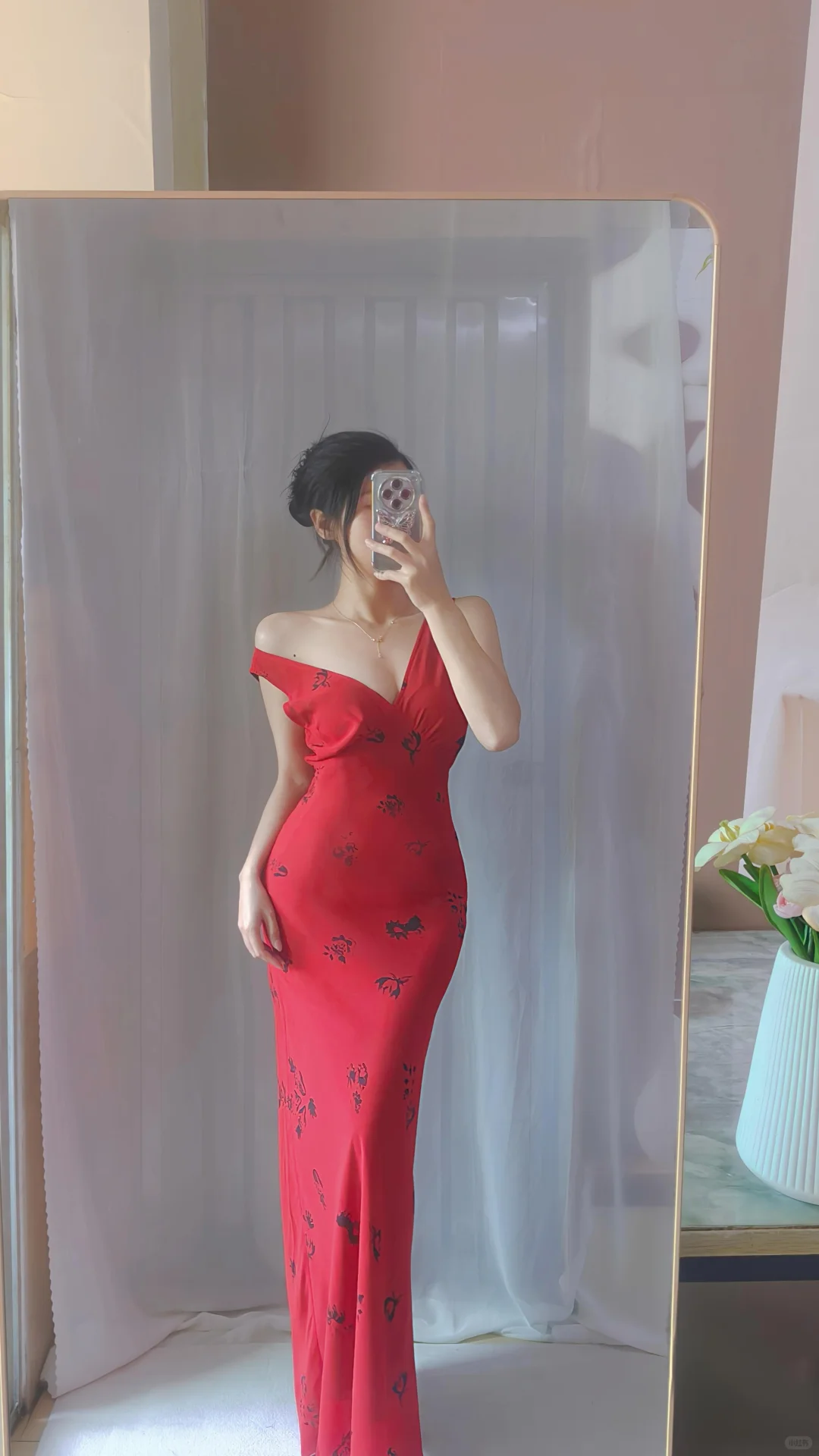 左滑❗❗看我穿上女神印花连衣裙～