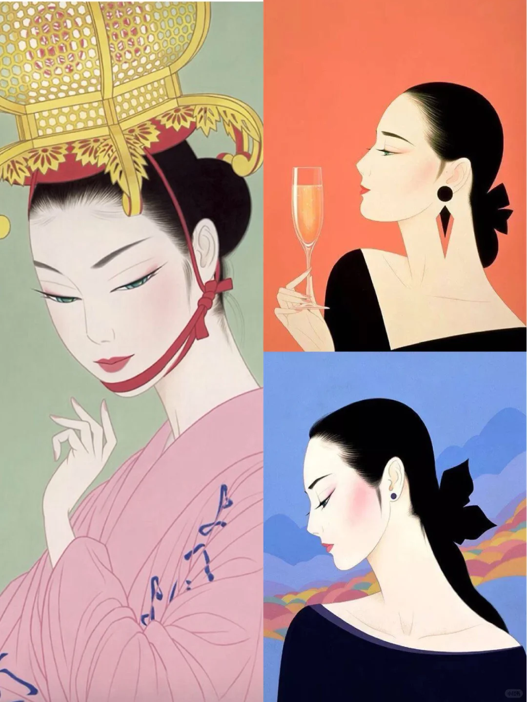 鹤田一郎｜美人画｜媚眼如丝眉似月