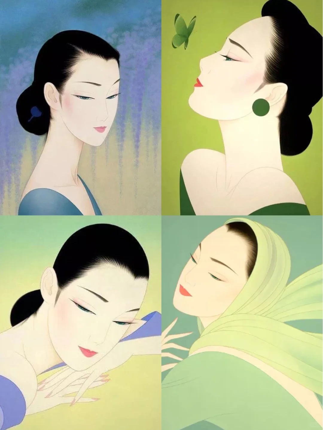 鹤田一郎｜美人画｜媚眼如丝眉似月
