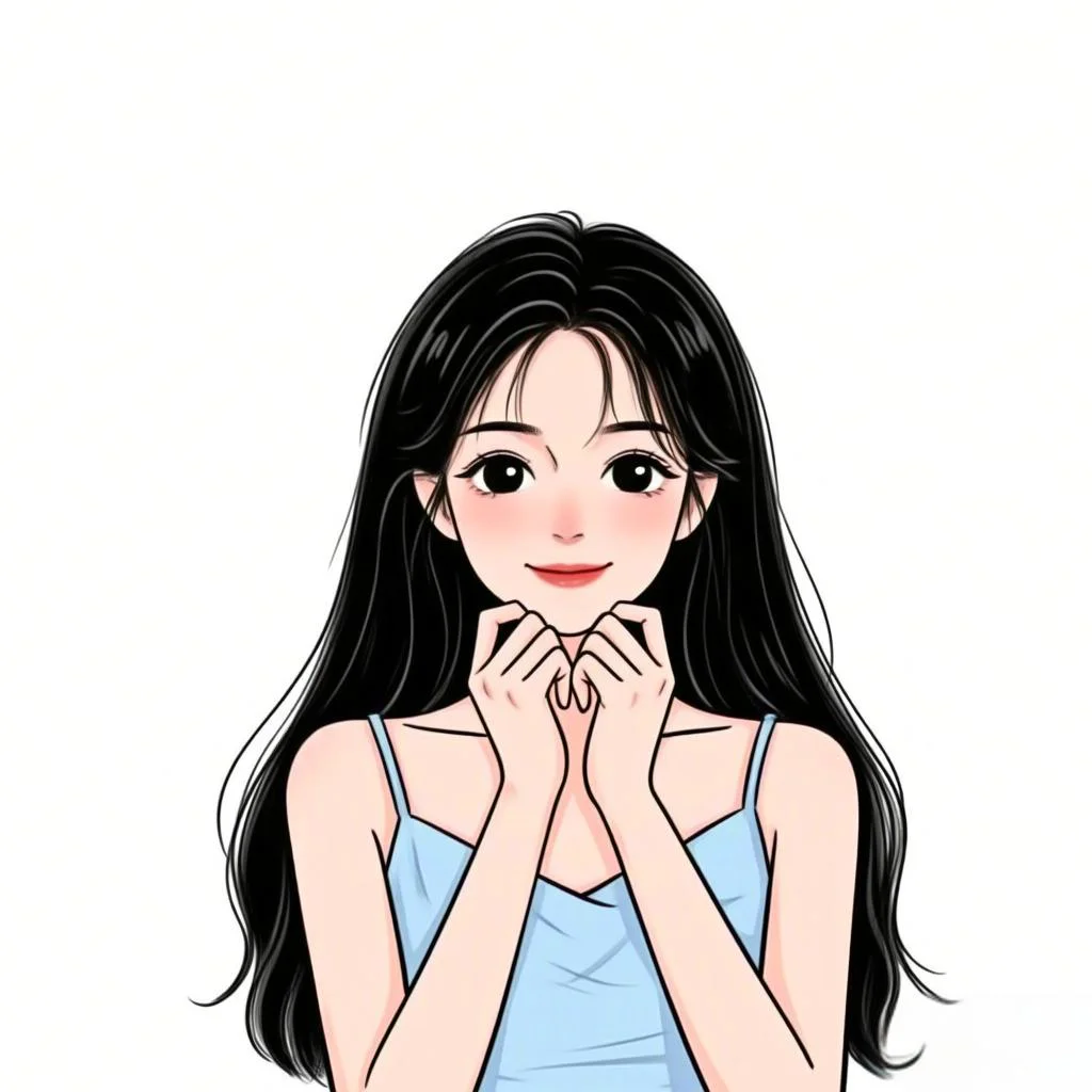 唯美女孩，小蓝吊带裙，超good