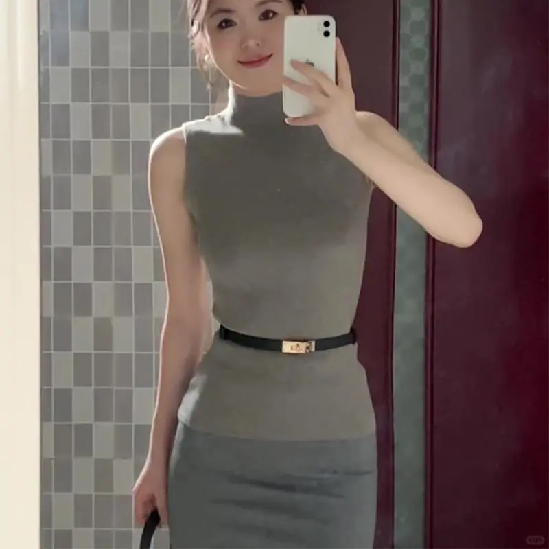 气质御姐风无袖连衣裙两件套👗