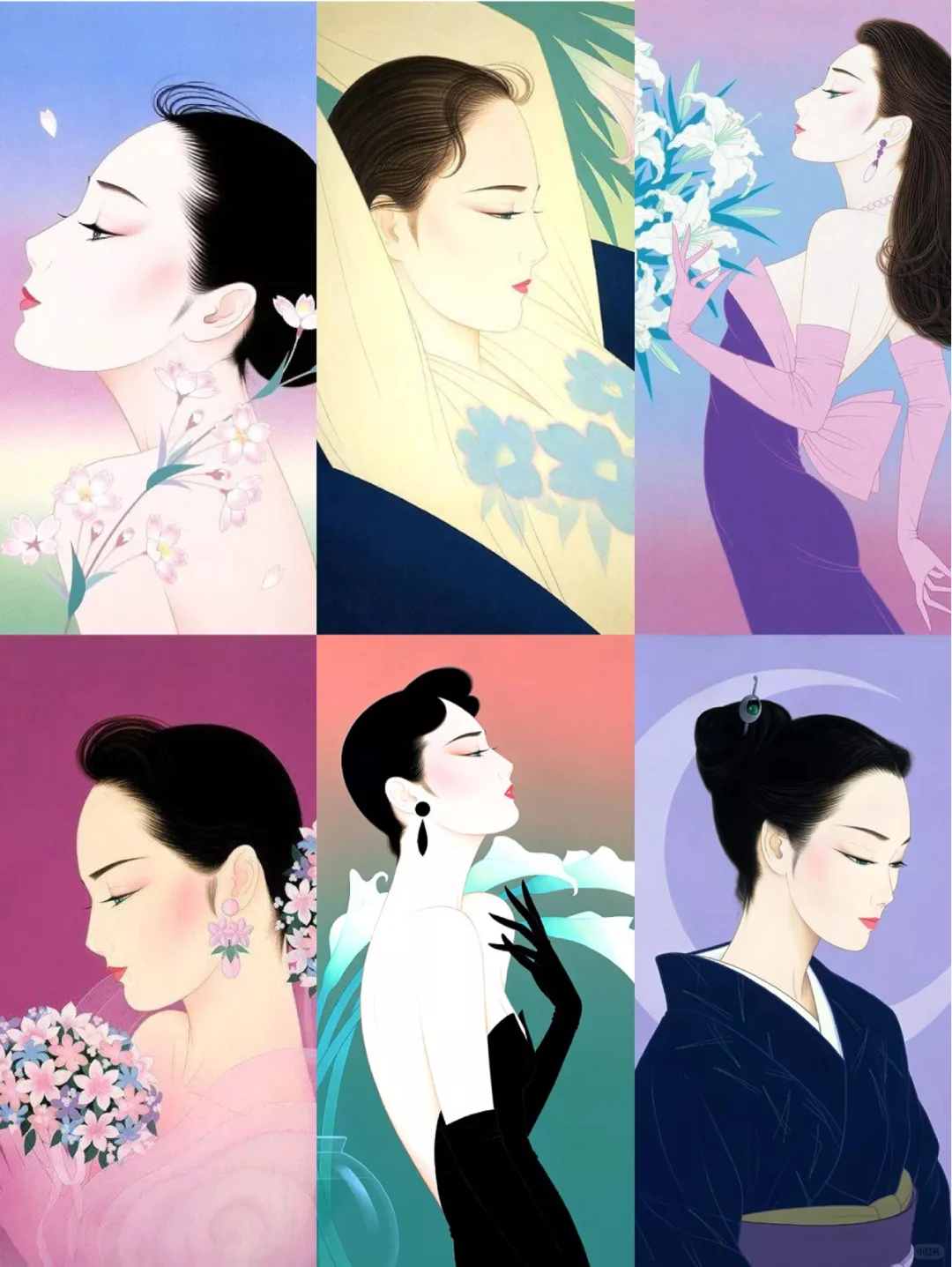 鹤田一郎｜美人画｜媚眼如丝眉似月