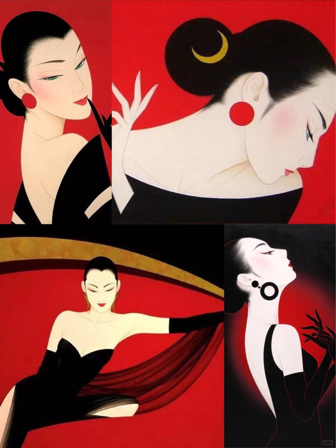 鹤田一郎｜美人画｜媚眼如丝眉似月