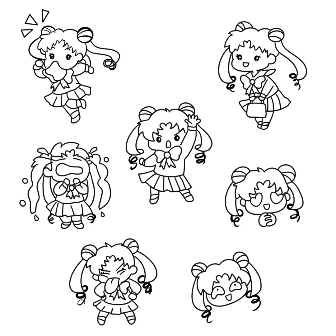 ᥬ🌝᭄美少女战士｜简笔画（附线稿）