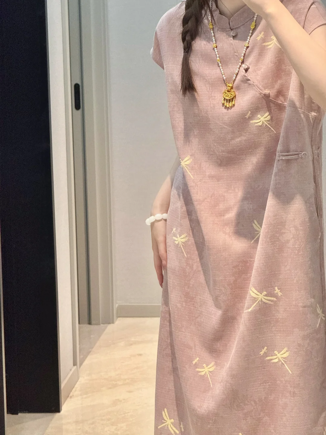 新中式国风旗袍｜Look!!雾霾粉小蜻蜓巨温柔✨