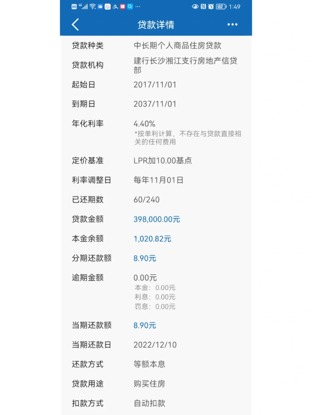 提前还房贷成功，月供8.9元