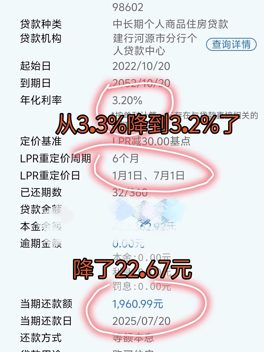 我的房贷利率降到3.2了！