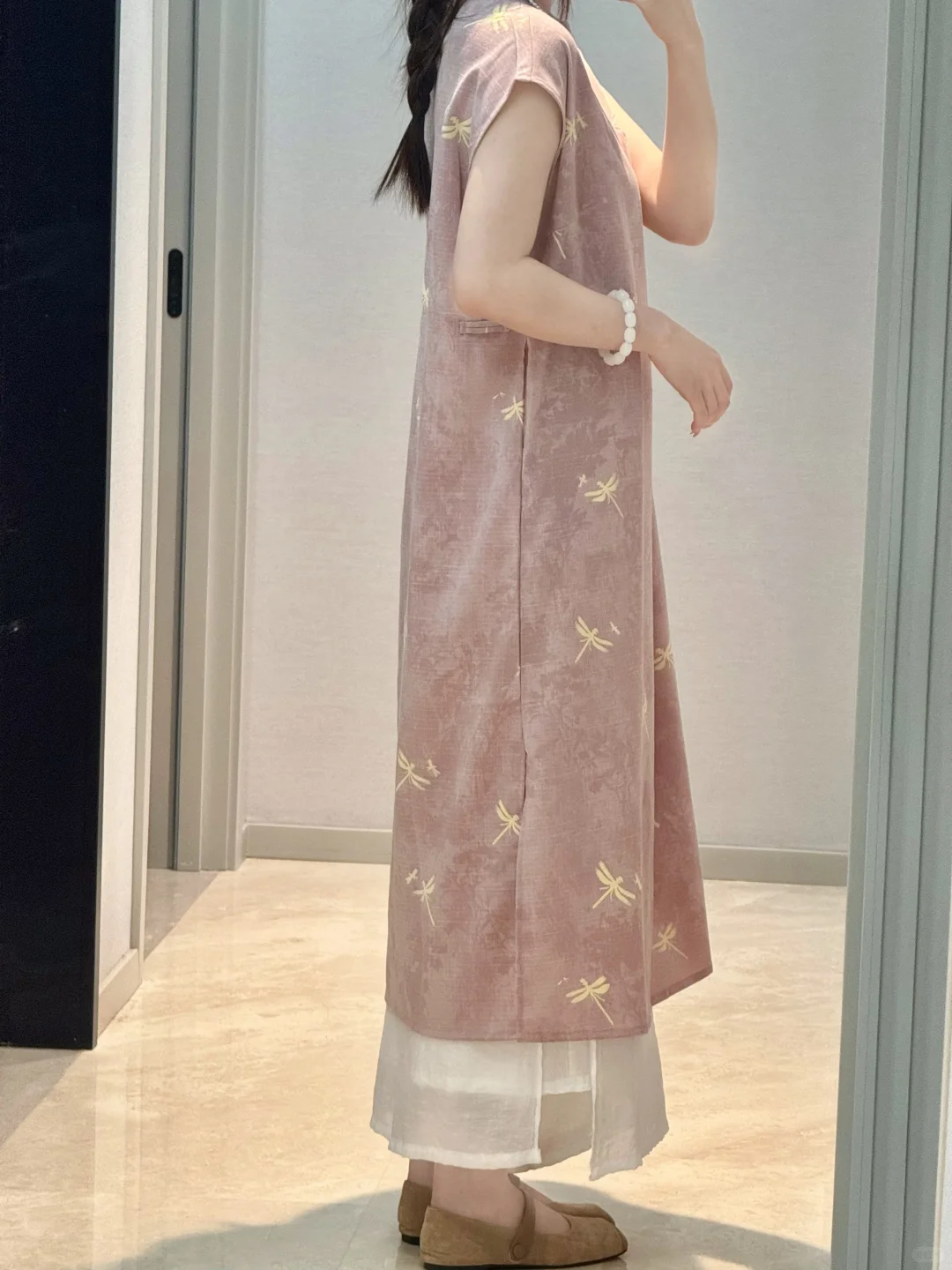 新中式国风旗袍｜Look!!雾霾粉小蜻蜓巨温柔✨