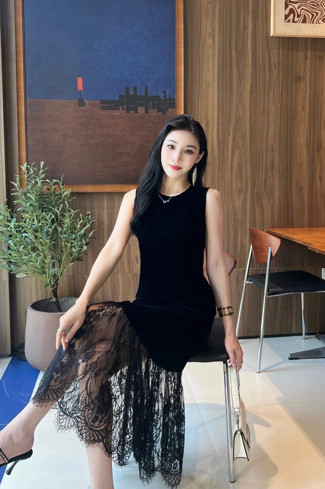 👗拼蕾丝丝绒，女神范十足