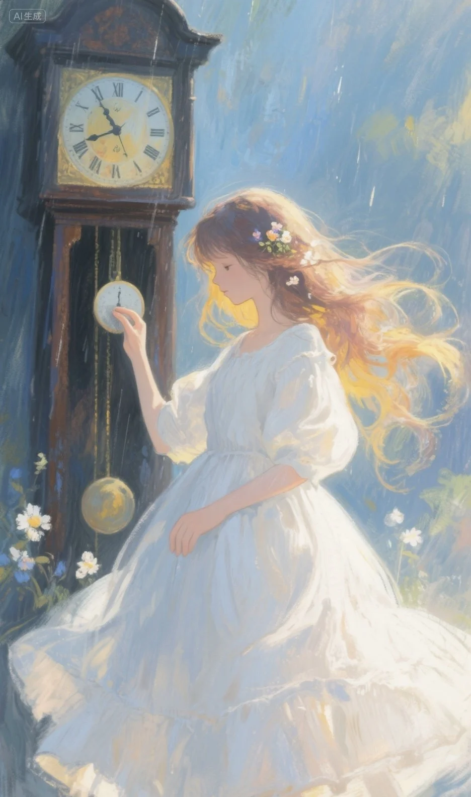 少女与时光，唯美油画