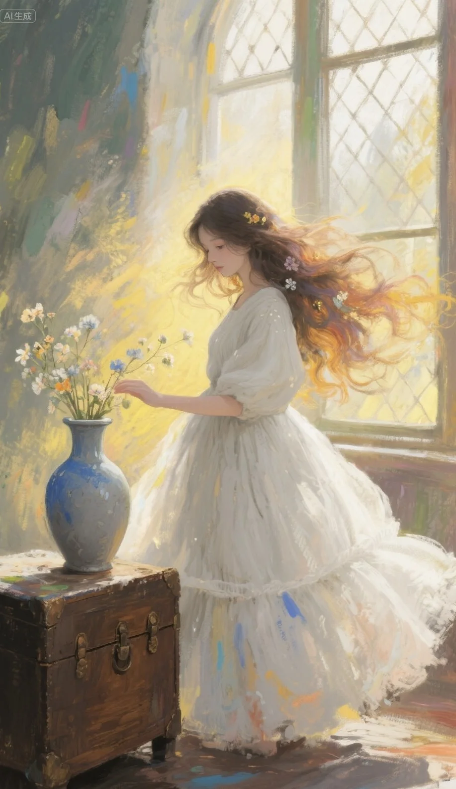 少女与时光，唯美油画