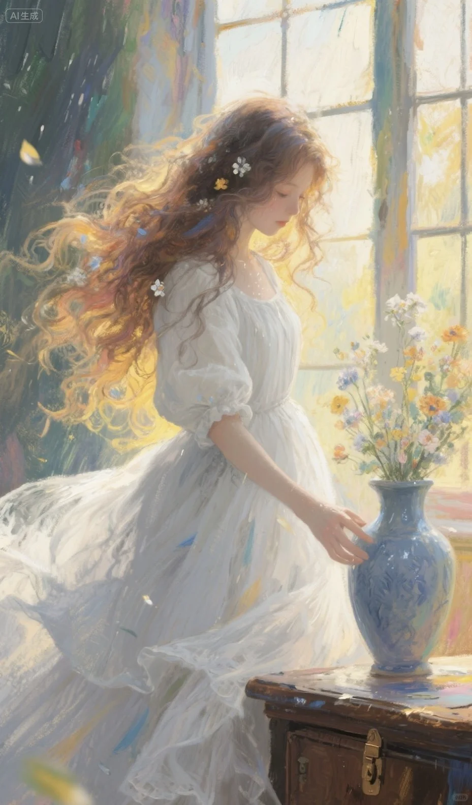 少女与时光，唯美油画