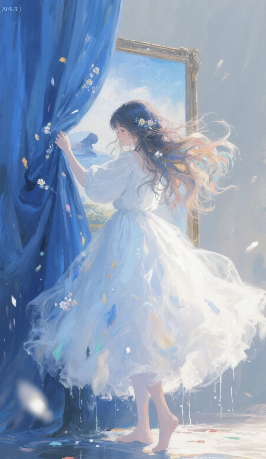 少女与时光，唯美油画