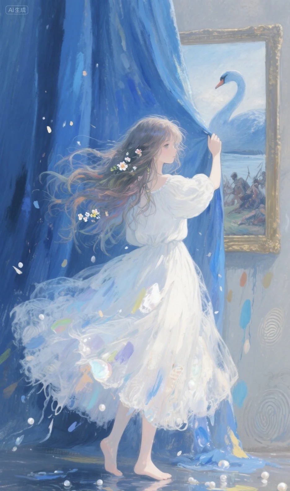 少女与时光，唯美油画