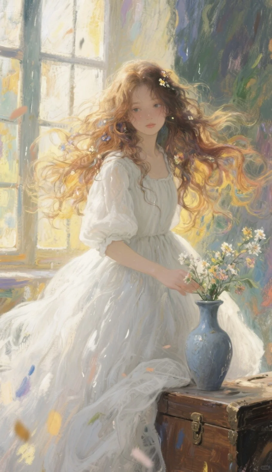 少女与时光，唯美油画