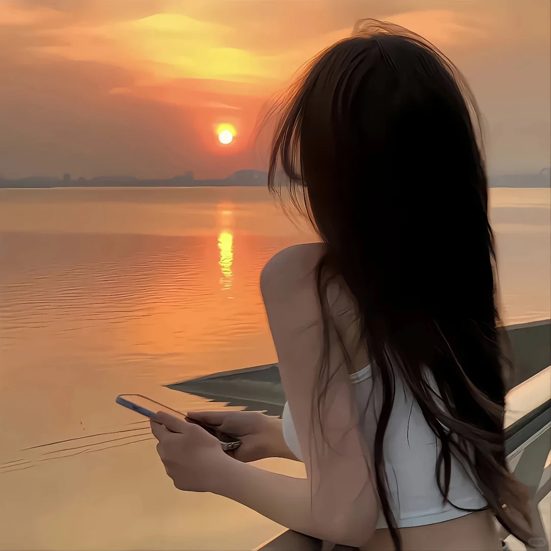 海边背影女头