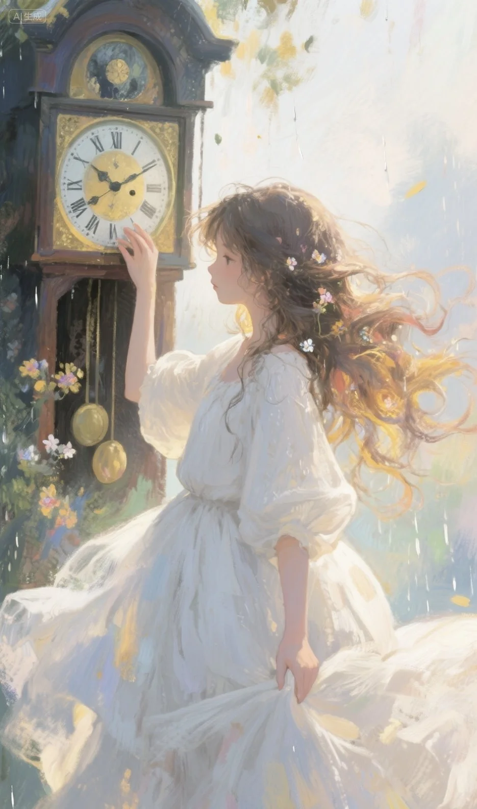 少女与时光，唯美油画