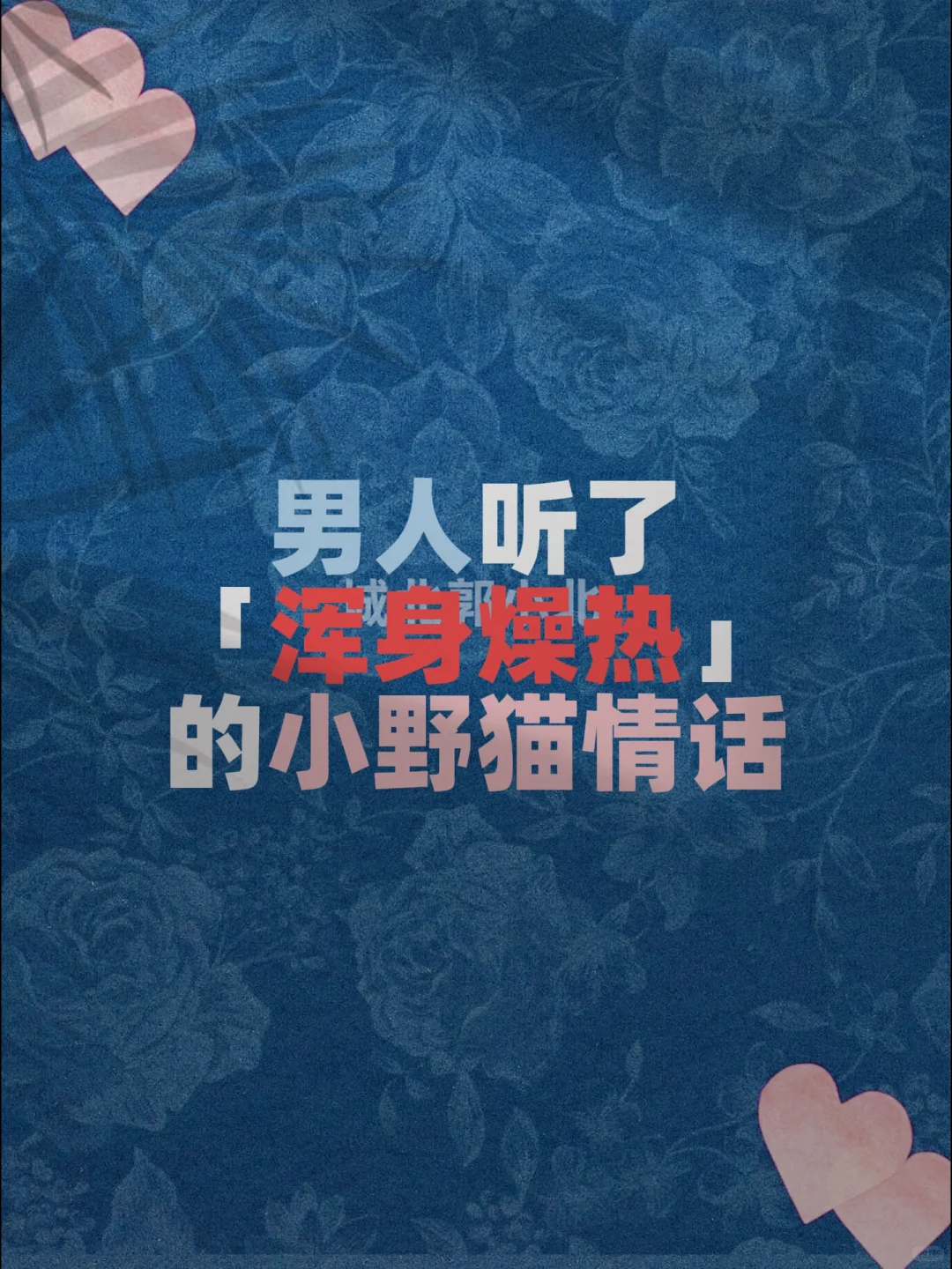 男生听了后“浑身燥热”的小野猫情话！