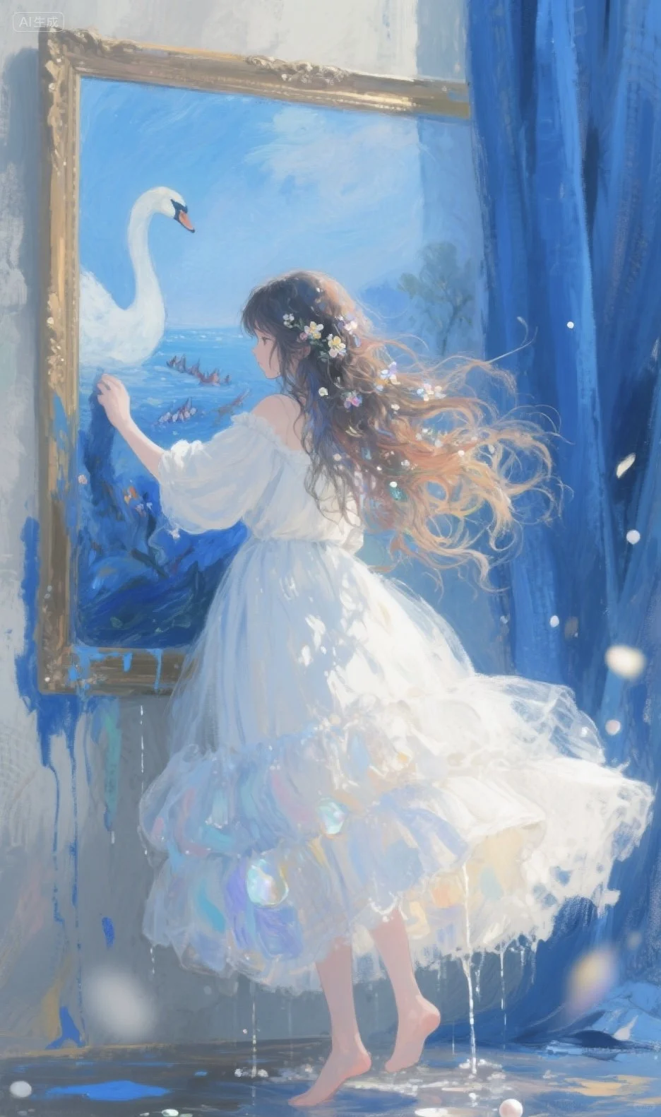 少女与时光，唯美油画