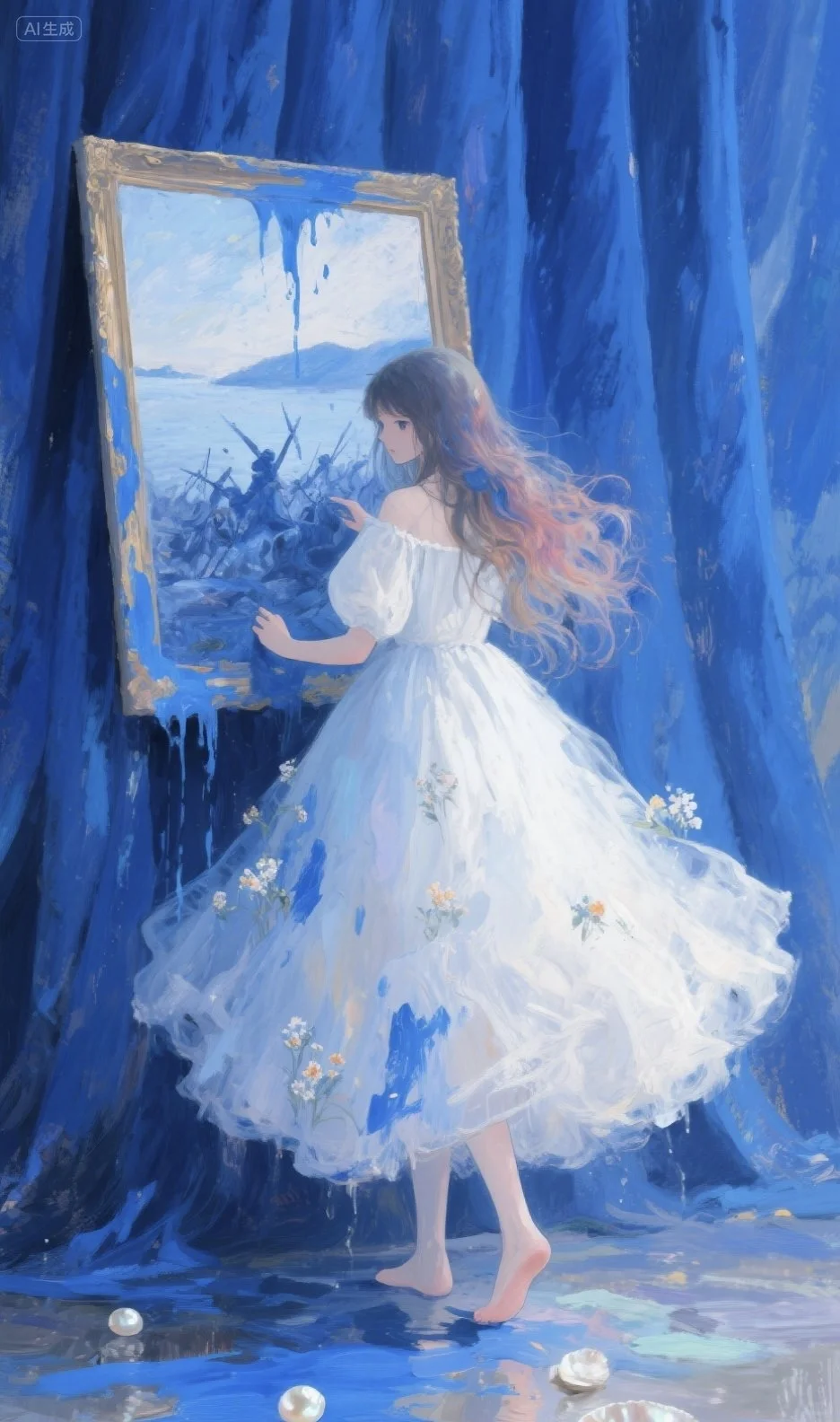 少女与时光，唯美油画