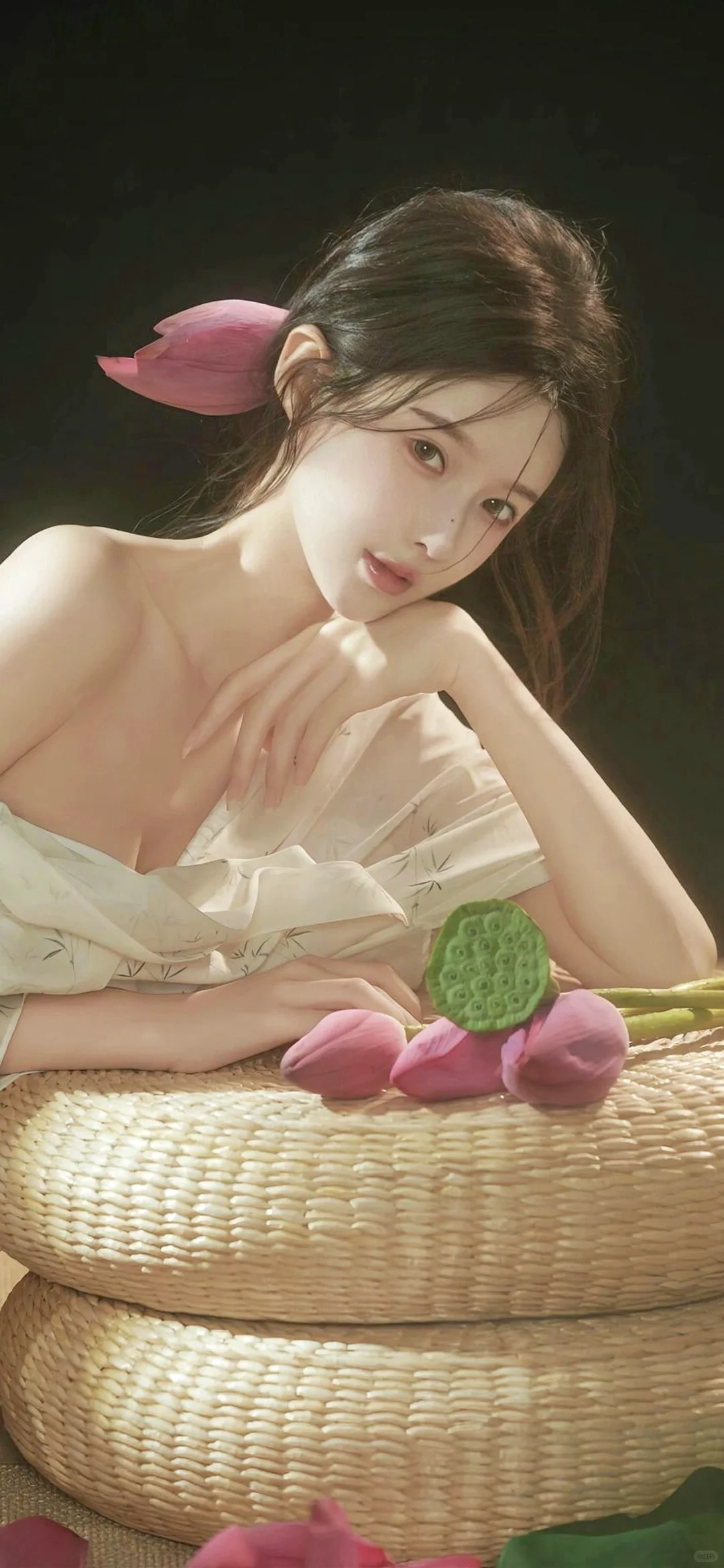 荷花与美人，清清白白出淤泥